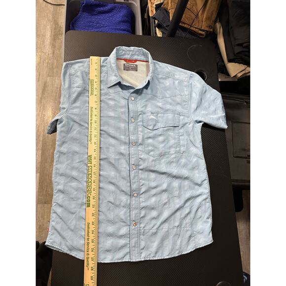 Simms Pearlsnap Fishing Shirt Light Blue Vented Breathable Size Small - Picture 5 of 11